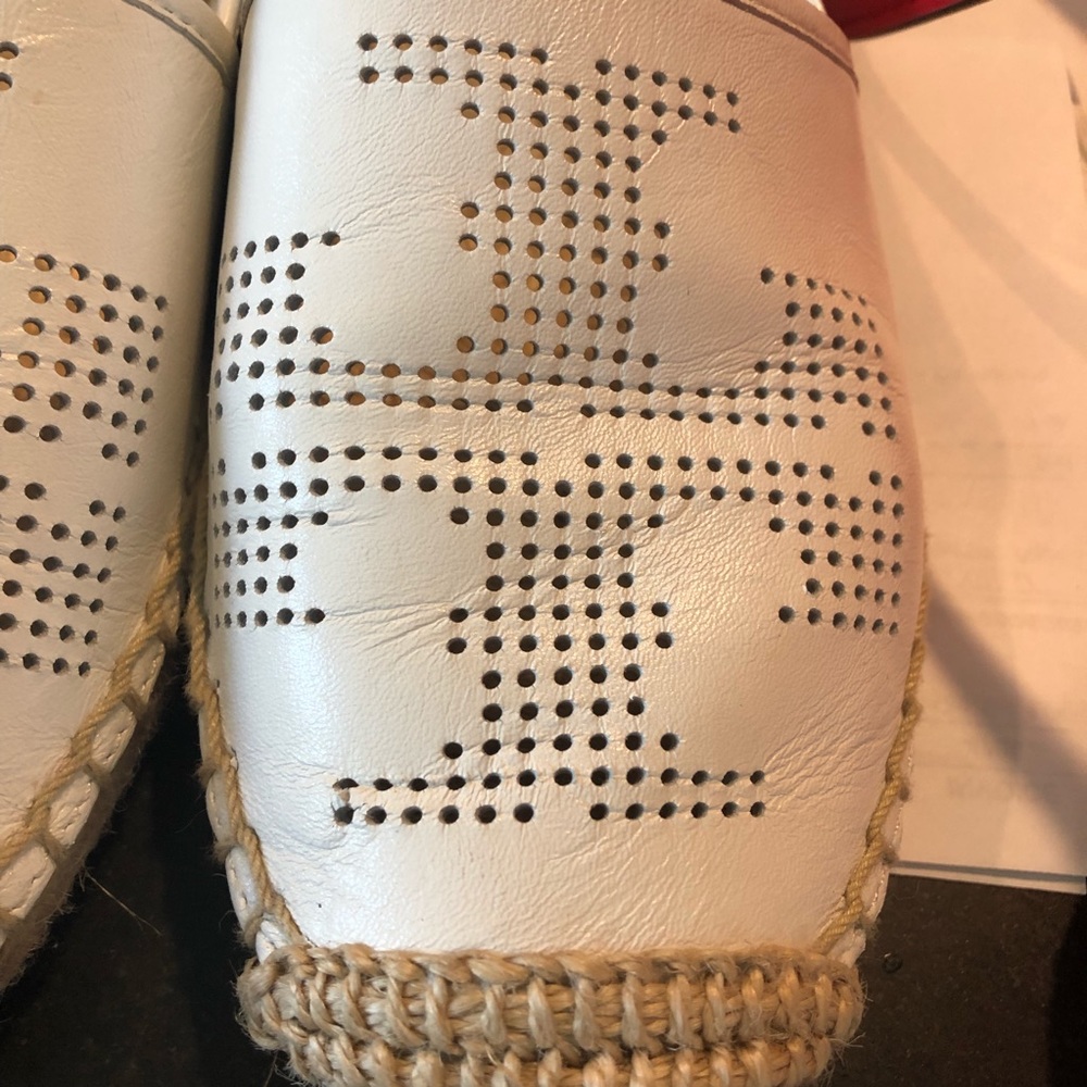 Tory Burch White Leather Espadrilles Size 7 - Picture 6 of 11